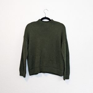 F21 Hunter Green Boxy Knit Sweater Mock neck size Large